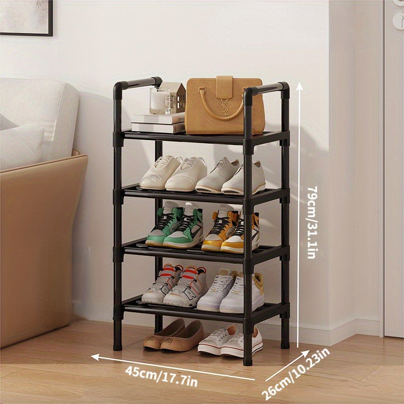 Qora metallli ko‘p qatlamli poyabzal javoni eshik, yotoqxona yoki koridor uchun saqlash