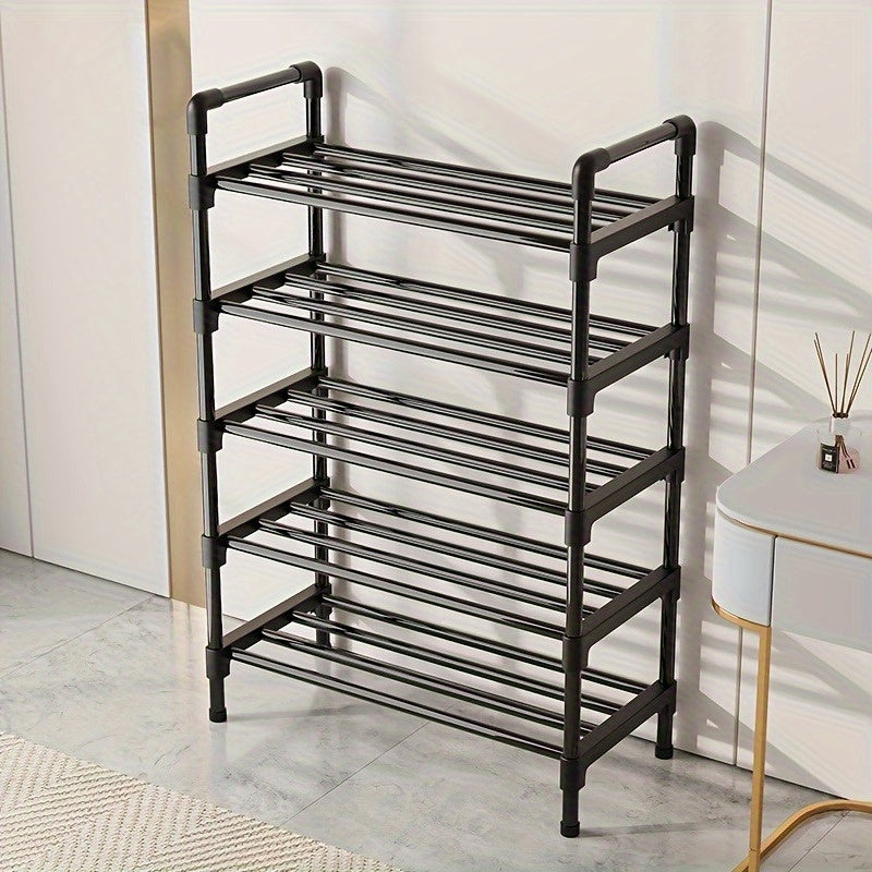 Black Metal Multi-Layer Shoe Rack for Doorway Bedroom or Corridor Storage
