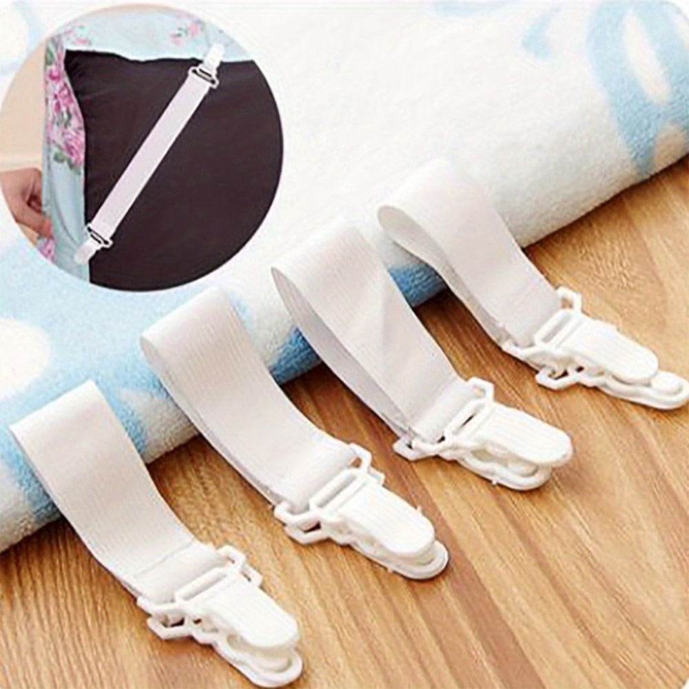 Adjustable Nylon Bed Sheet Straps with Gripper Clips for Mattress Fit
