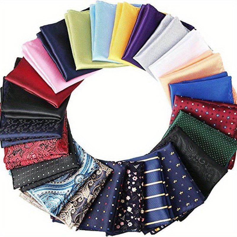 Set of 24 Soft Colored Men's Pocket Squares Handkerchiefs for Weddings and Gifts
