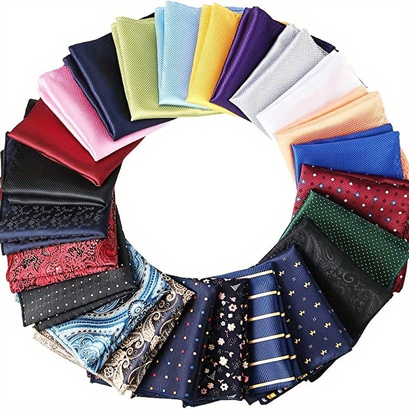 Set of 24 Soft Colored Men's Pocket Squares Handkerchiefs for Weddings and Gifts