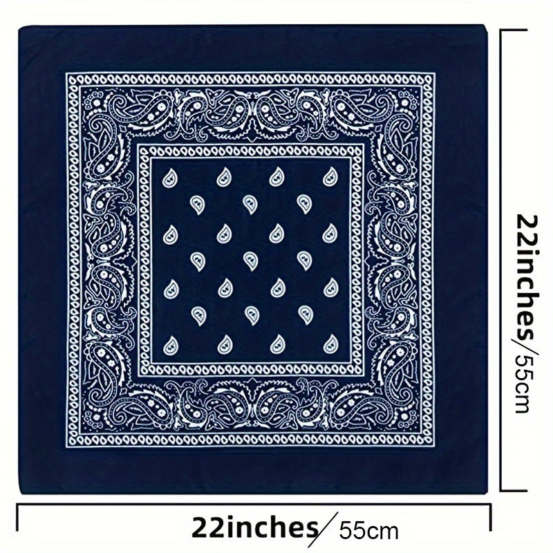 4 ta ko'k paisley bosma kvadrat sharflar to'plami, bosh bog'lamlari, bandanalar va o'rashlar uchun