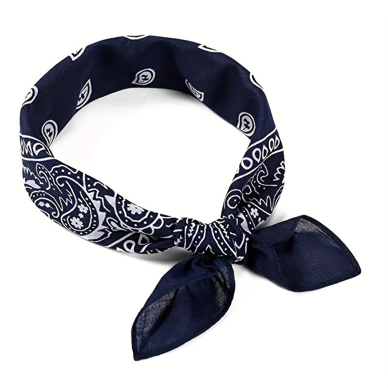 4 ta ko'k paisley bosma kvadrat sharflar to'plami, bosh bog'lamlari, bandanalar va o'rashlar uchun