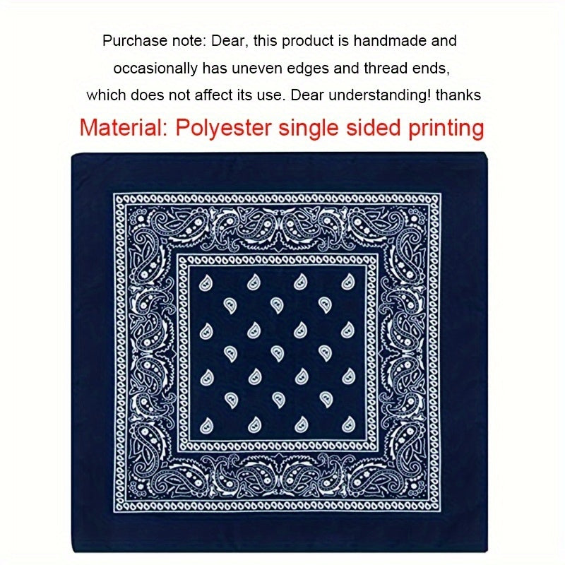 4 ta ko'k paisley bosma kvadrat sharflar to'plami, bosh bog'lamlari, bandanalar va o'rashlar uchun