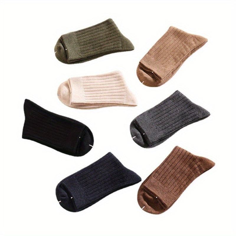 Men's Crew Socks 5 Pairs Solid Knit Breathable Casual All-Season
