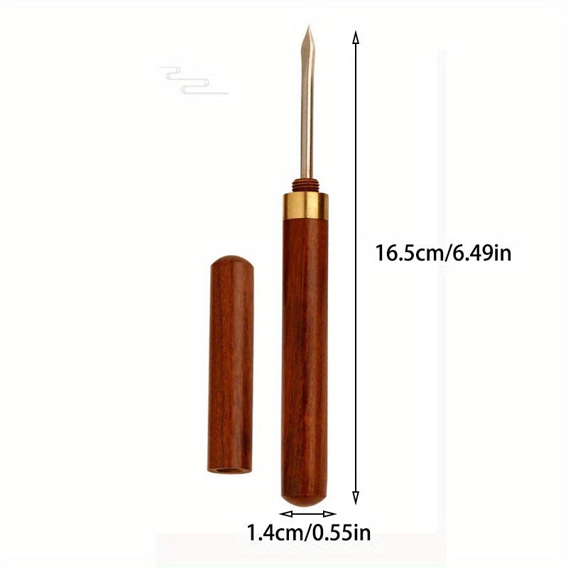 Cuchillo de té de ébano y palo de rosa con aguja y cono para ladrillos de té Pu'er