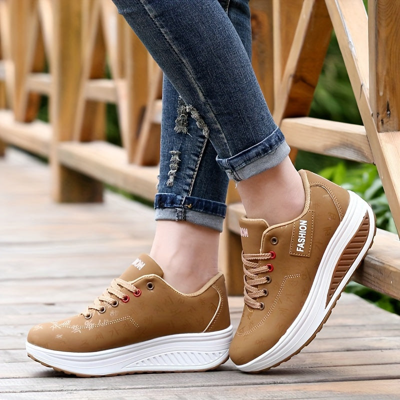 Women's Platform Sneakers Breathable Synthetic Low-Top Casual Shoes Black Pink