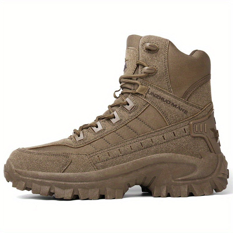 Men's High-Top Hiking Boots Durable Non-Slip Lace-Up Outdoor Sports All-Season