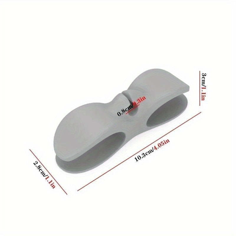 Set of 6 Black and Gray Cable Organizer Clips No-Drill Adhesive Wire Holders for Chargers and Data Cables