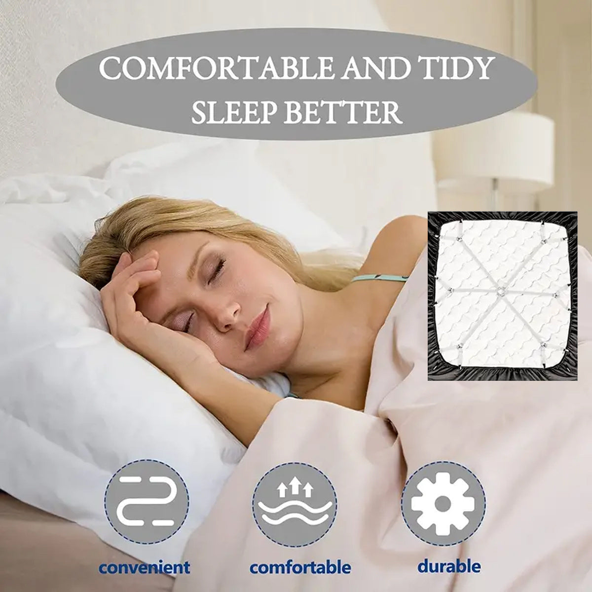 Adjustable Bed Sheet Clips with 12 Non-Slip Fasteners for Mattress Cover and Blanket Securing