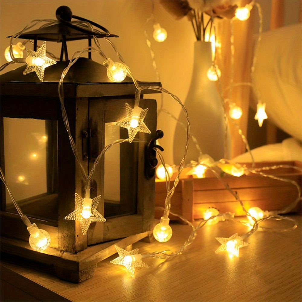 Battery Operated Warm White LED Star Bubble Ball String Lights for Indoor Decoration