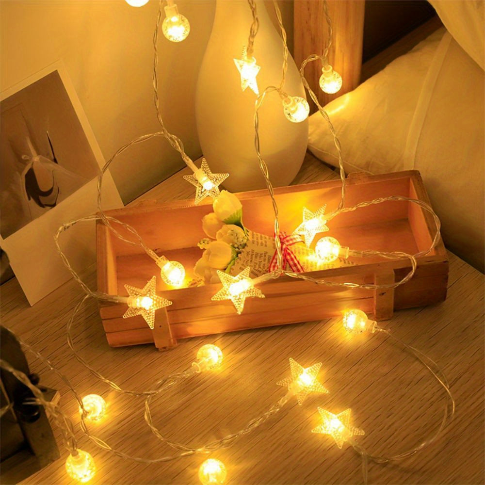 Battery Operated Warm White LED Star Bubble Ball String Lights for Indoor Decoration