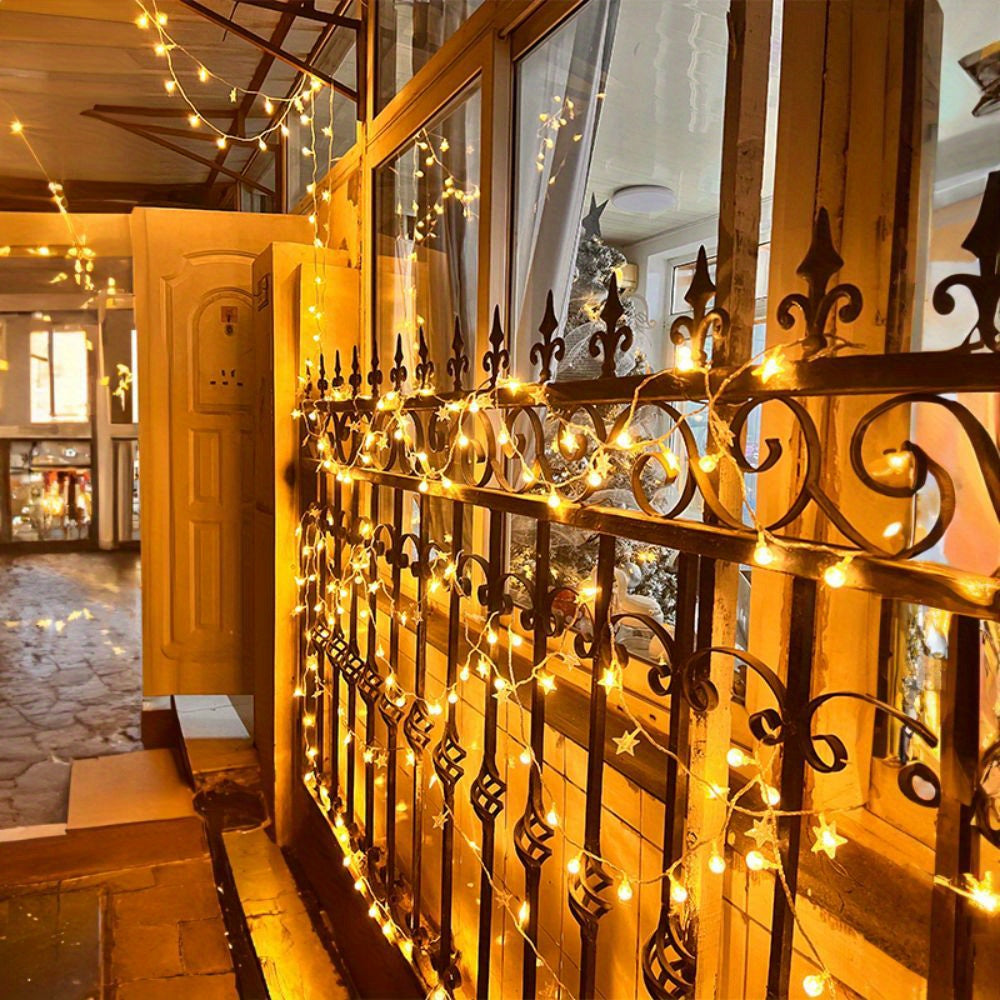 Battery Operated Warm White LED Star Bubble Ball String Lights for Indoor Decoration