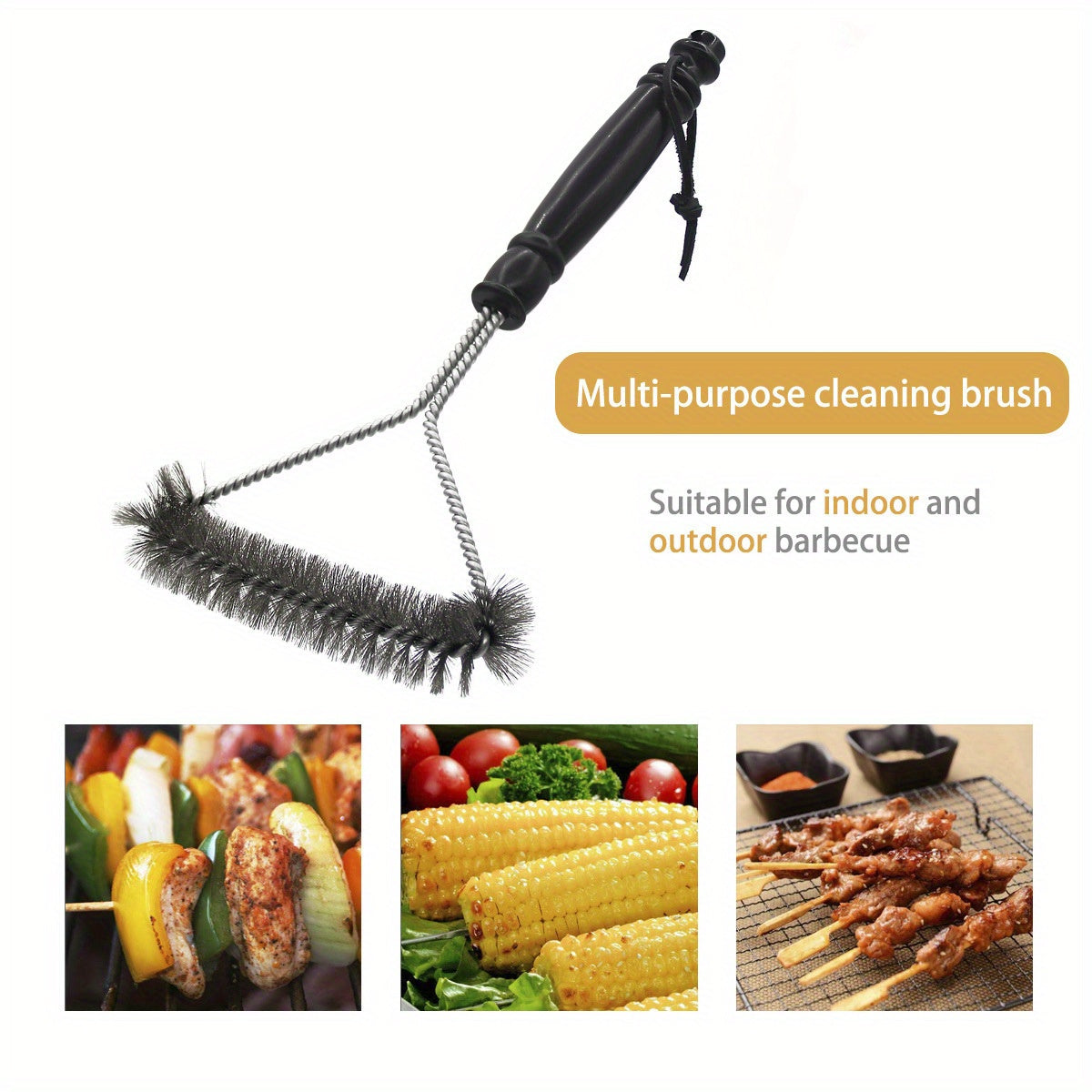 Stainless Steel BBQ Grill Brush Long-Handled Non-Stick Cleaning Tool