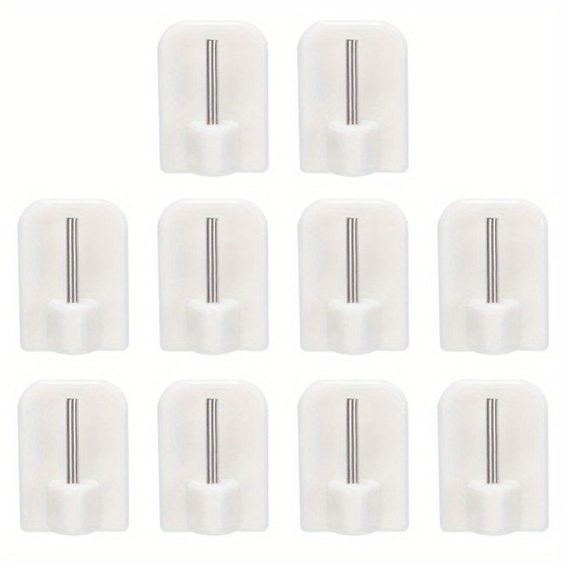 10 Pack Adhesive Hooks for Wall Mounting Durable Plastic Steel Easy Install