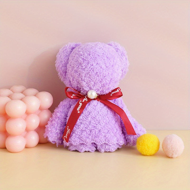 Toalla de terciopelo de coral con forma de oso para regalos y decoración del hogar