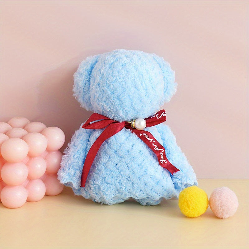 Toalla de terciopelo de coral con forma de oso para regalos y decoración del hogar