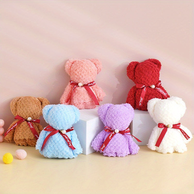 Bear-Shaped Coral Velvet Towel for Gifts and Home Decor