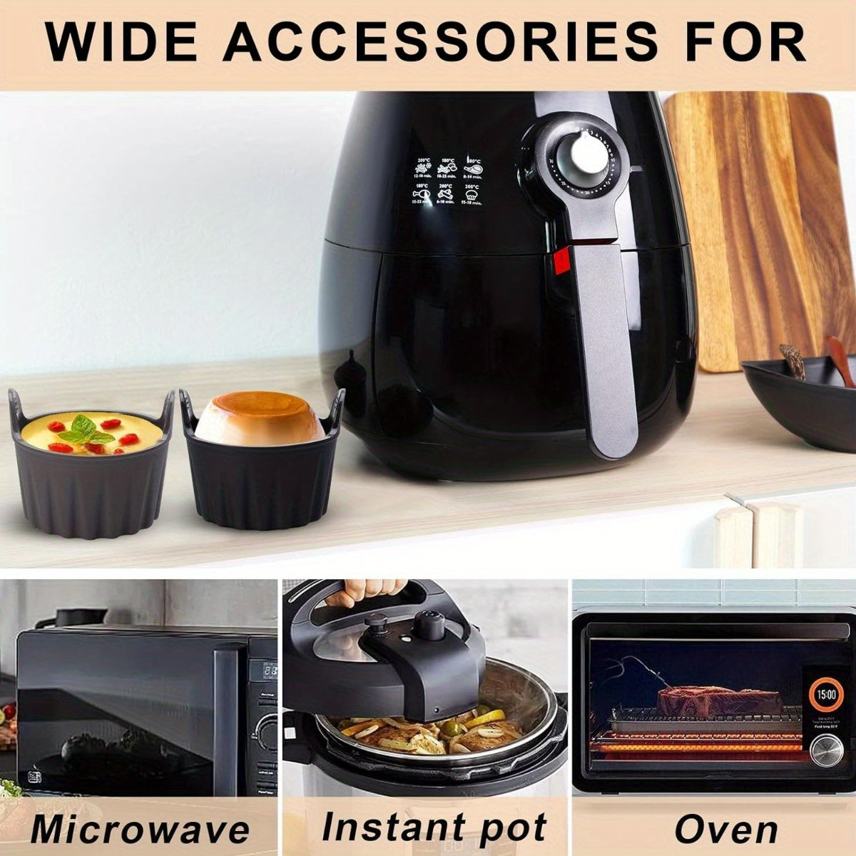 Set of 6 Silicone Egg Moulds for Air Fryers Non-Stick BPA-Free Dishwasher Safe