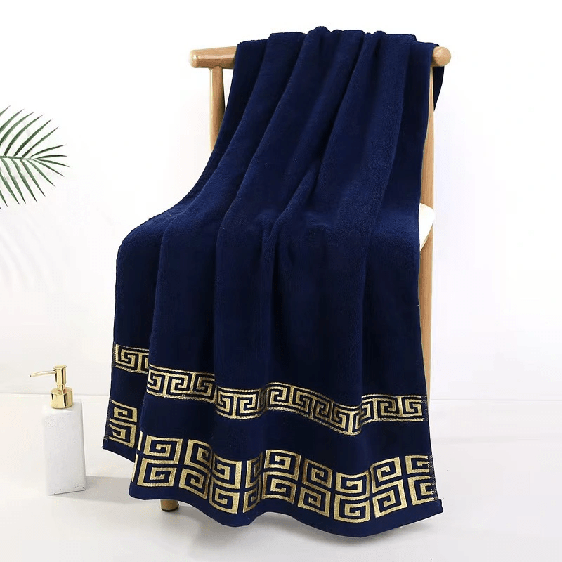 Set of 2 Cotton Geometric Jacquard Towels Bathroom Hand and Bath Towels Absorbent Quick-Drying Soft