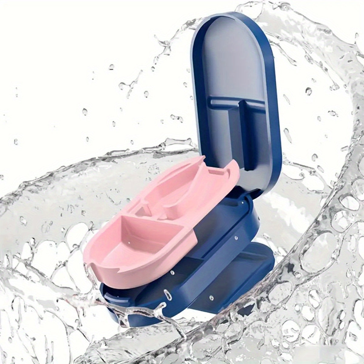 Синий и белый диспенсер для таблеток с разделителем, 2-в-1, портативная дорожная аптечка