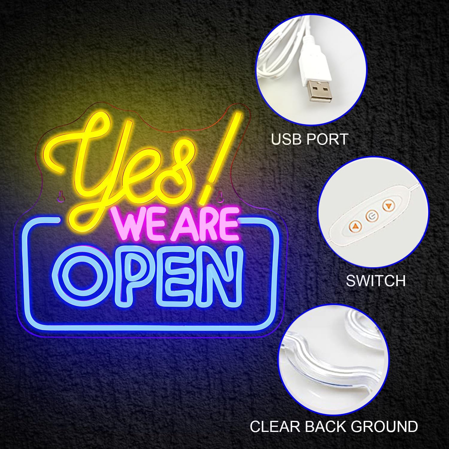 Neon Commercial Sign with Bright LED Light for Walls or Windows USB Powered