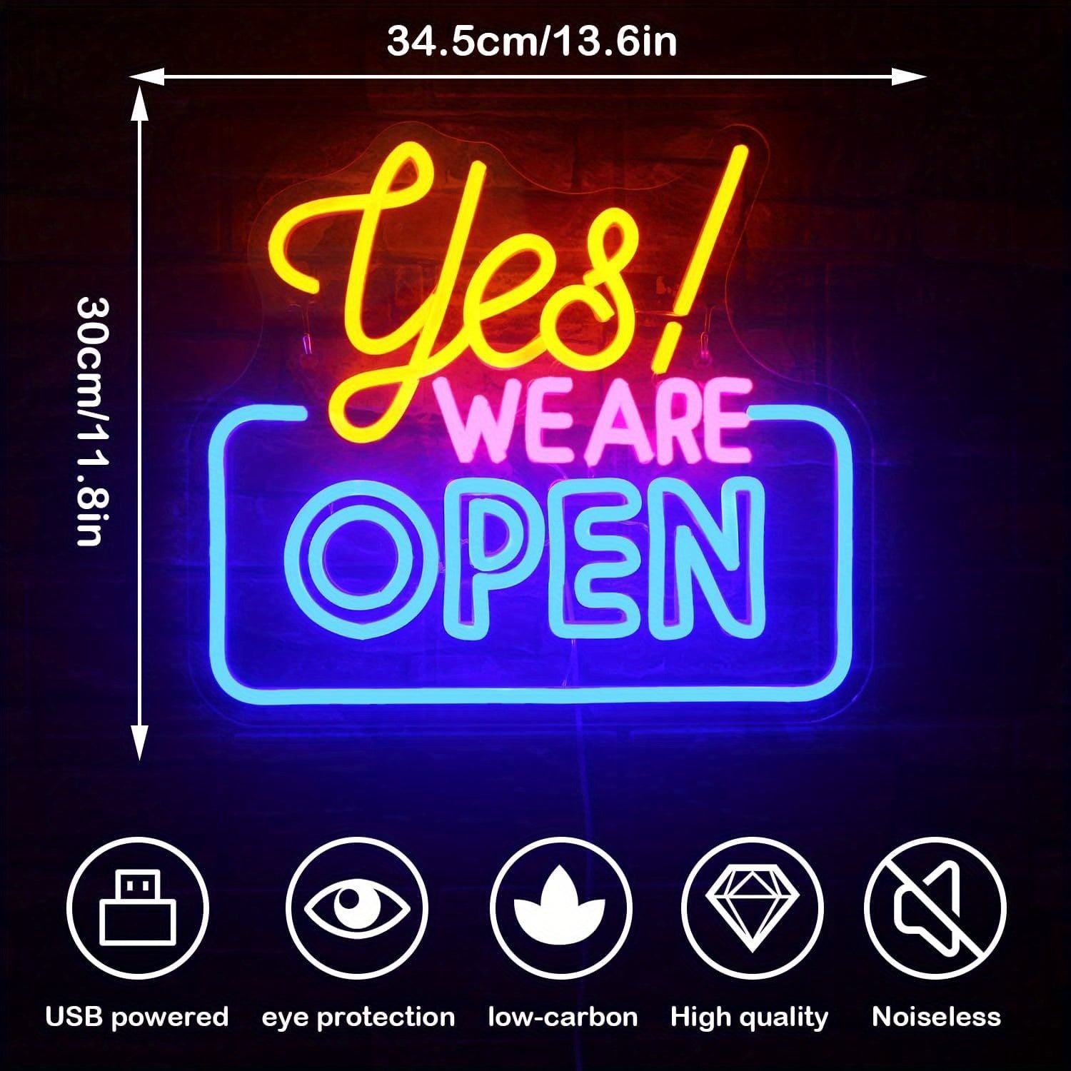Neon Commercial Sign with Bright LED Light for Walls or Windows USB Powered