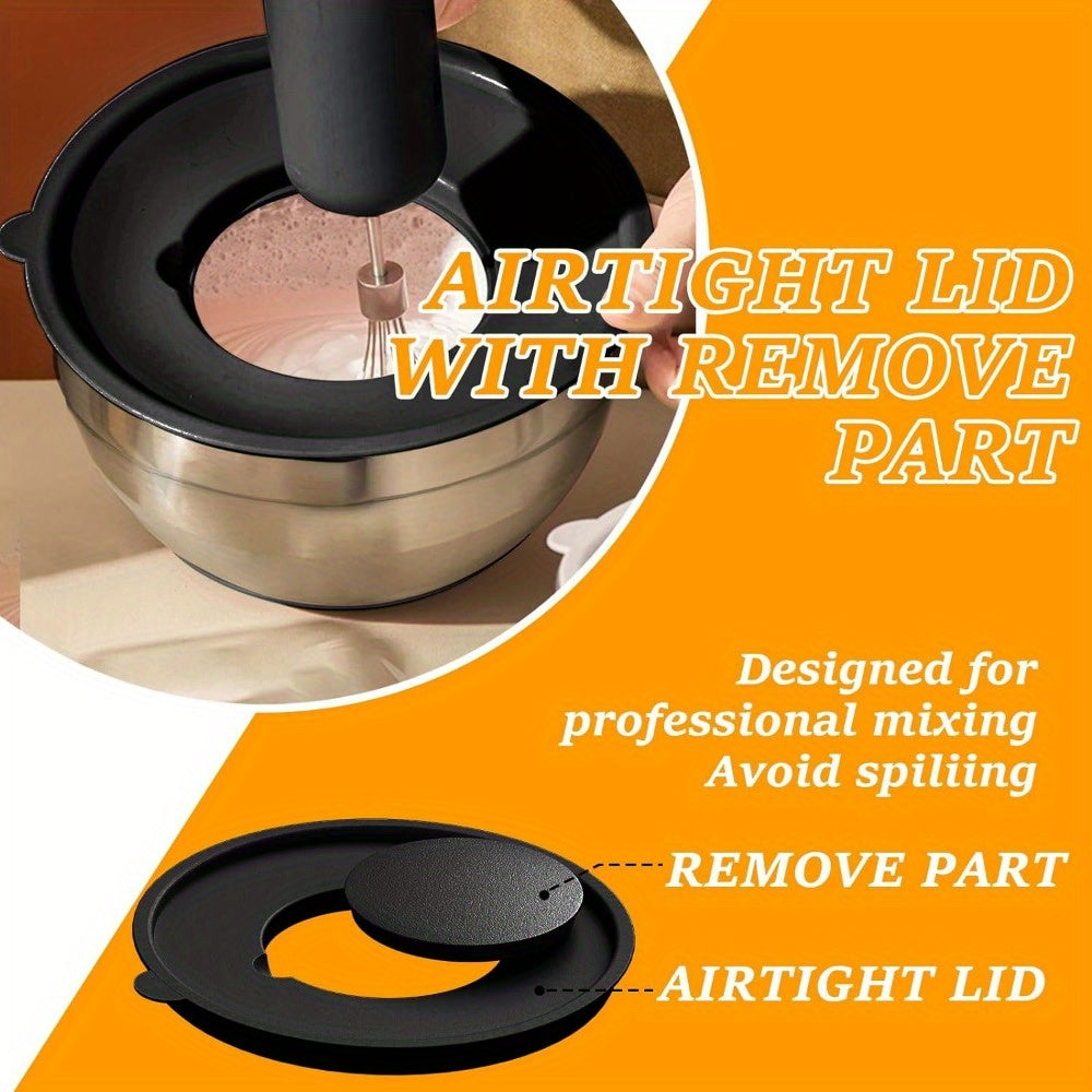 Set of 26 Stainless Steel Mixing Bowls with Lids and Grater Non-Slip Bottoms