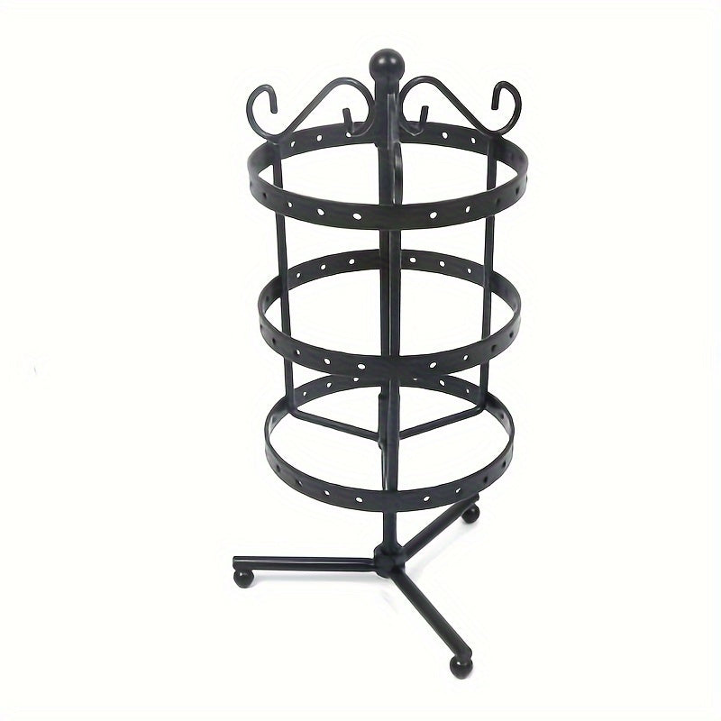 Metal Jewelry Organizer with Rotating Earring Display for Home or Bedroom