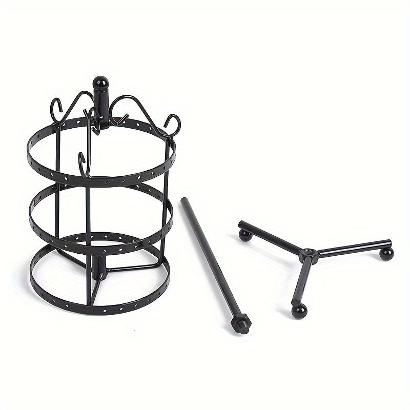 Metal Jewelry Organizer with Rotating Earring Display for Home or Bedroom