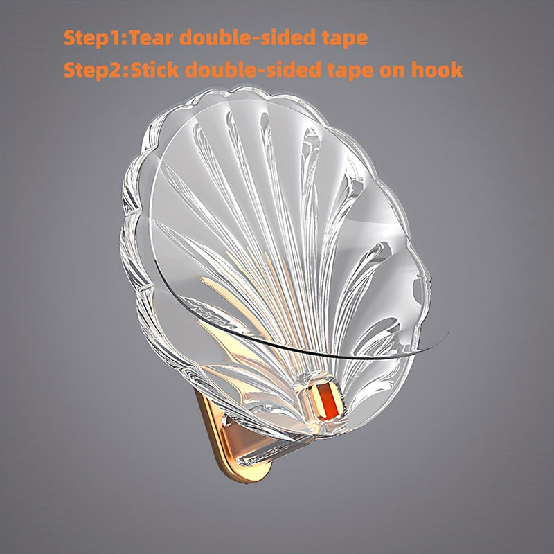 Juego de 2 ganchos de pared impermeables con forma de concha para toallas, llaves, abrigos, baño y cocina