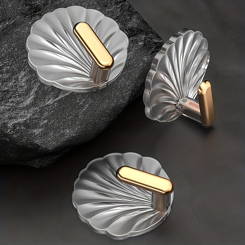 Juego de 2 ganchos de pared impermeables con forma de concha para toallas, llaves, abrigos, baño y cocina