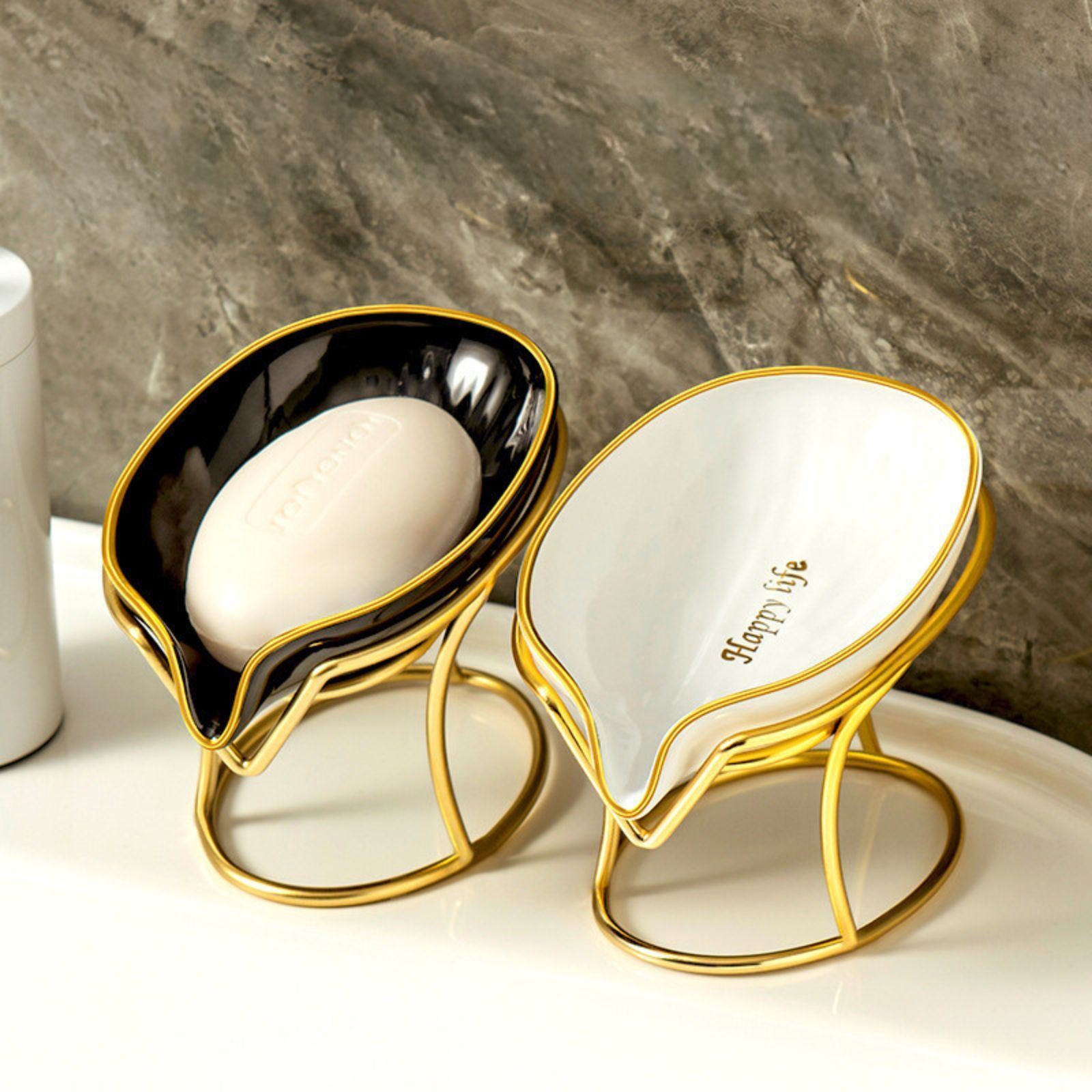 Элегантная мыльница золотистого цвета с дренажом, без сверления, пластиковый держатель в стильном зеленом и прозрачном дизайне для ванной и кухни.