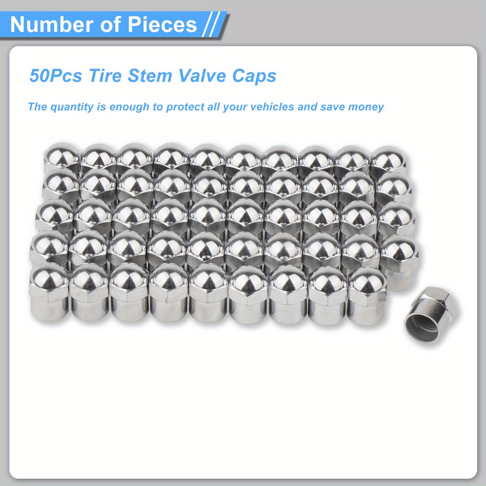 Universal Tire Valve Stem Caps Dustproof Leak-Proof with O-Ring Pack of 50/100