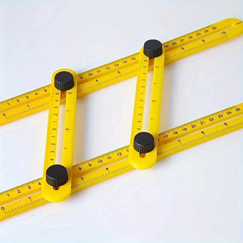 4-in-1 Folding Ruler Plastic Measuring Angle, Inches & Centimeters