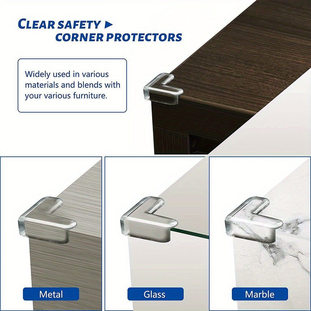 10 Pieces Transparent Corner Protectors for Furniture Cabinets Glass Tables