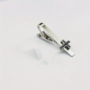 Men's Fashion Accessory Simple Cross Tie Clip Silver Adjustable