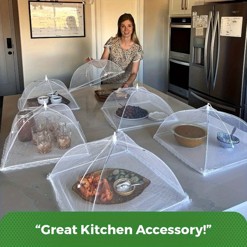 White Foldable Large Food Covers for Restaurants and Food Trucks Dust-Proof Picnic Net Food Covers