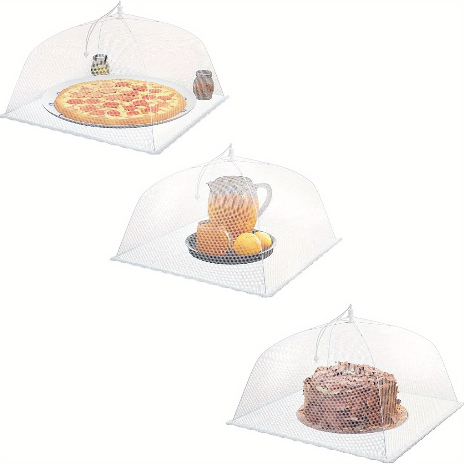 White Foldable Large Food Covers for Restaurants and Food Trucks Dust-Proof Picnic Net Food Covers