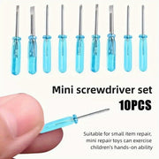 10PCS Blue Mini Screwdriver Set Small Repair Tools for Electronics and Crafts