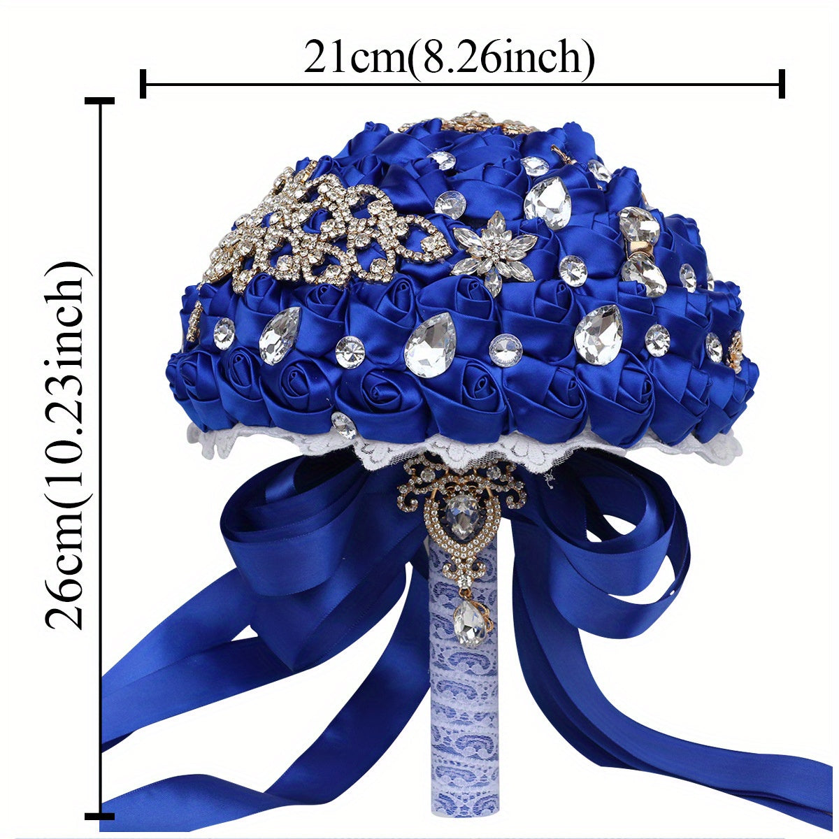 Kit de ramo de novia DIY con detalles de rhinestone en vino rojo y azul real