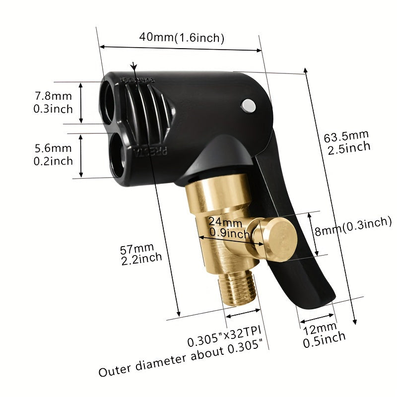 Universal Inflation Chuck 2-in-1 Tire Nozzle Pump Accessories for Car Motorcycle