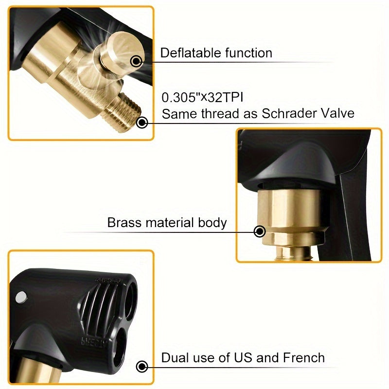 Universal Inflation Chuck 2-in-1 Tire Nozzle Pump Accessories for Car Motorcycle