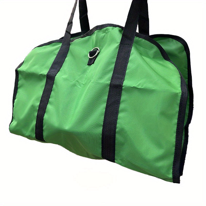 16oz laklangan kanvas o'tin tashuvchisi, tutqichlar bilan, suv o'tkazmaydigan yog'och sumkasi, yashil