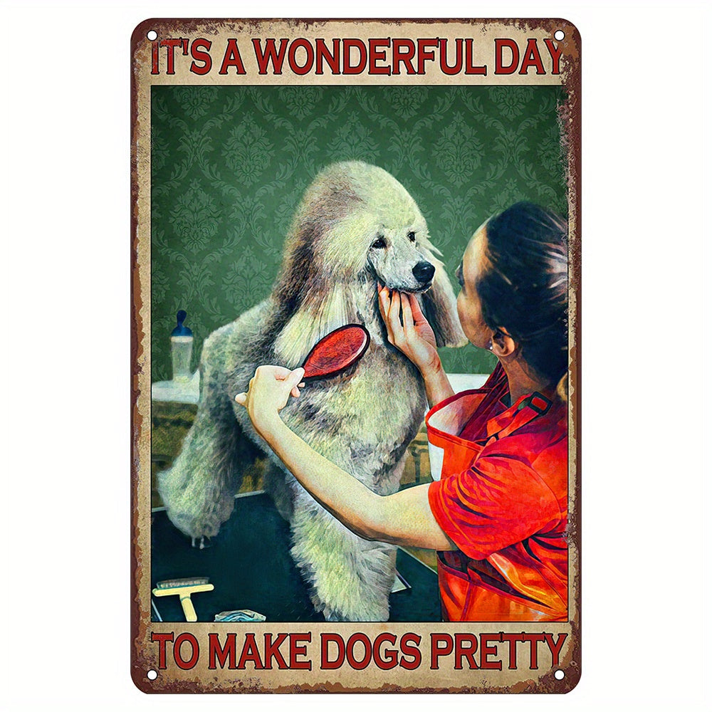 Dog Wall Art Metal Tin Sign for Home Decor, Pet Shop, Bar, Cafe, Restaurant