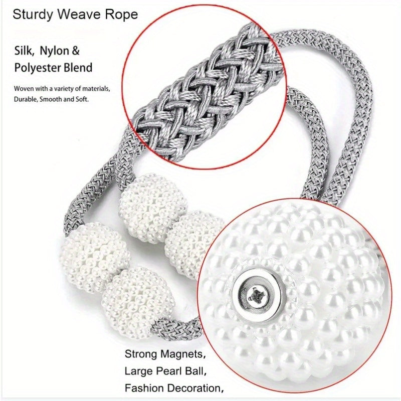Set of 2 Magnetic Curtain Tiebacks Heavy Duty Rope Clips for Living Room and Office