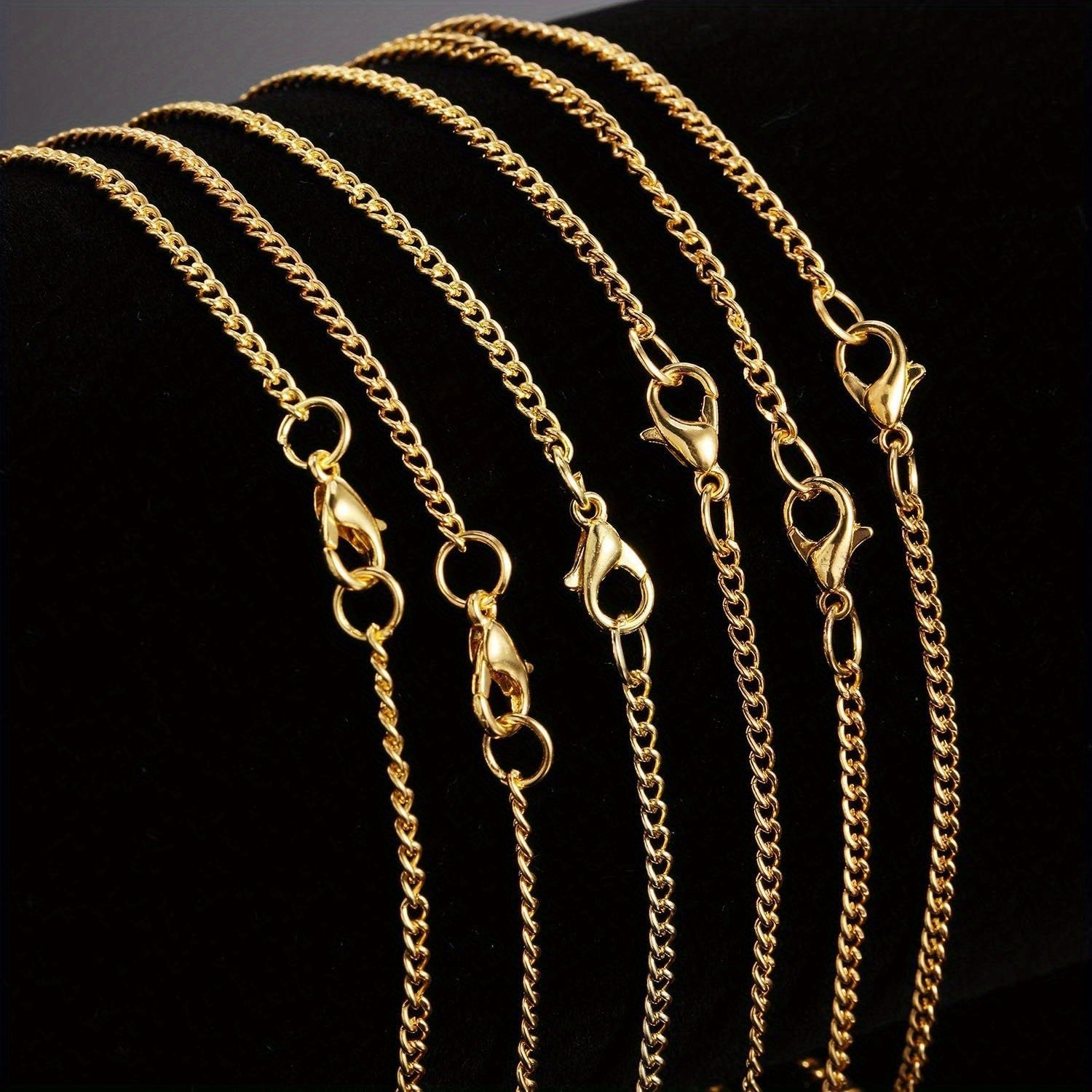 24 Golden Plated Necklace Chains with Lobster Clasps for Women Jewelry Making Supplies