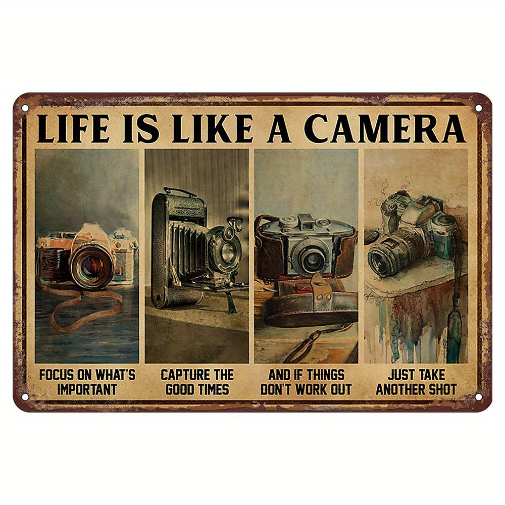 Retro Camera Metal Tin Sign Wall Art for Photographers Home Bar Cafe Kitchen Garage