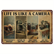 Retro Camera Metal Tin Sign Wall Art for Photographers Home Bar Cafe Kitchen Garage