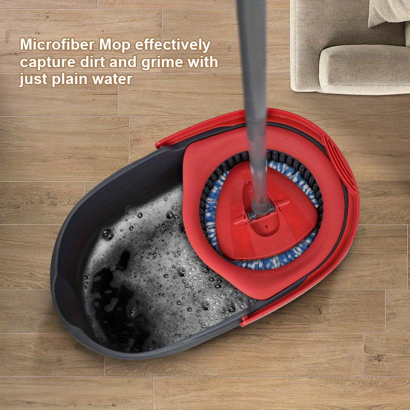 Spin Mop Set with 360° Rotating Bucket and Microfiber Pads for Easy Cleaning
